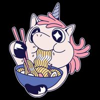 Unicorn Eating Ramen Noodles Cropped Pullover Crew