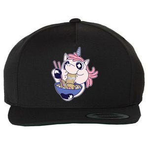 Unicorn Eating Ramen Noodles Wool Snapback Cap