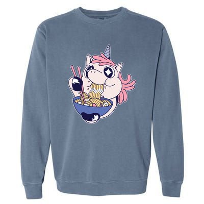 Unicorn Eating Ramen Noodles Garment-Dyed Sweatshirt