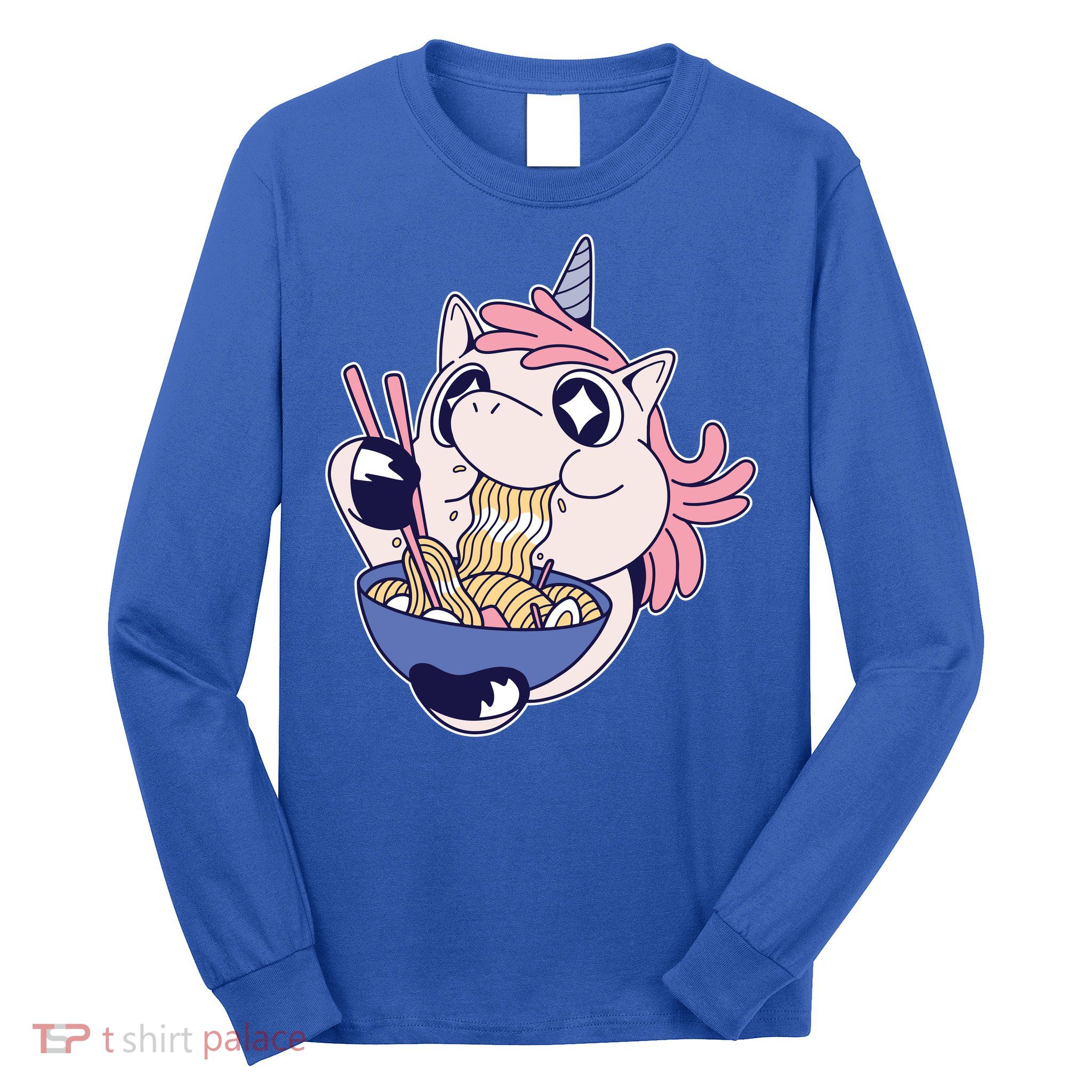 Unicorn Eating Ramen Noodles Long Sleeve Shirt