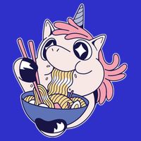 Unicorn Eating Ramen Noodles T-Shirt