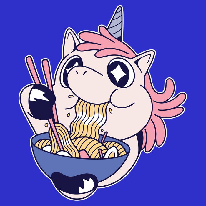 Unicorn Eating Ramen Noodles T-Shirt