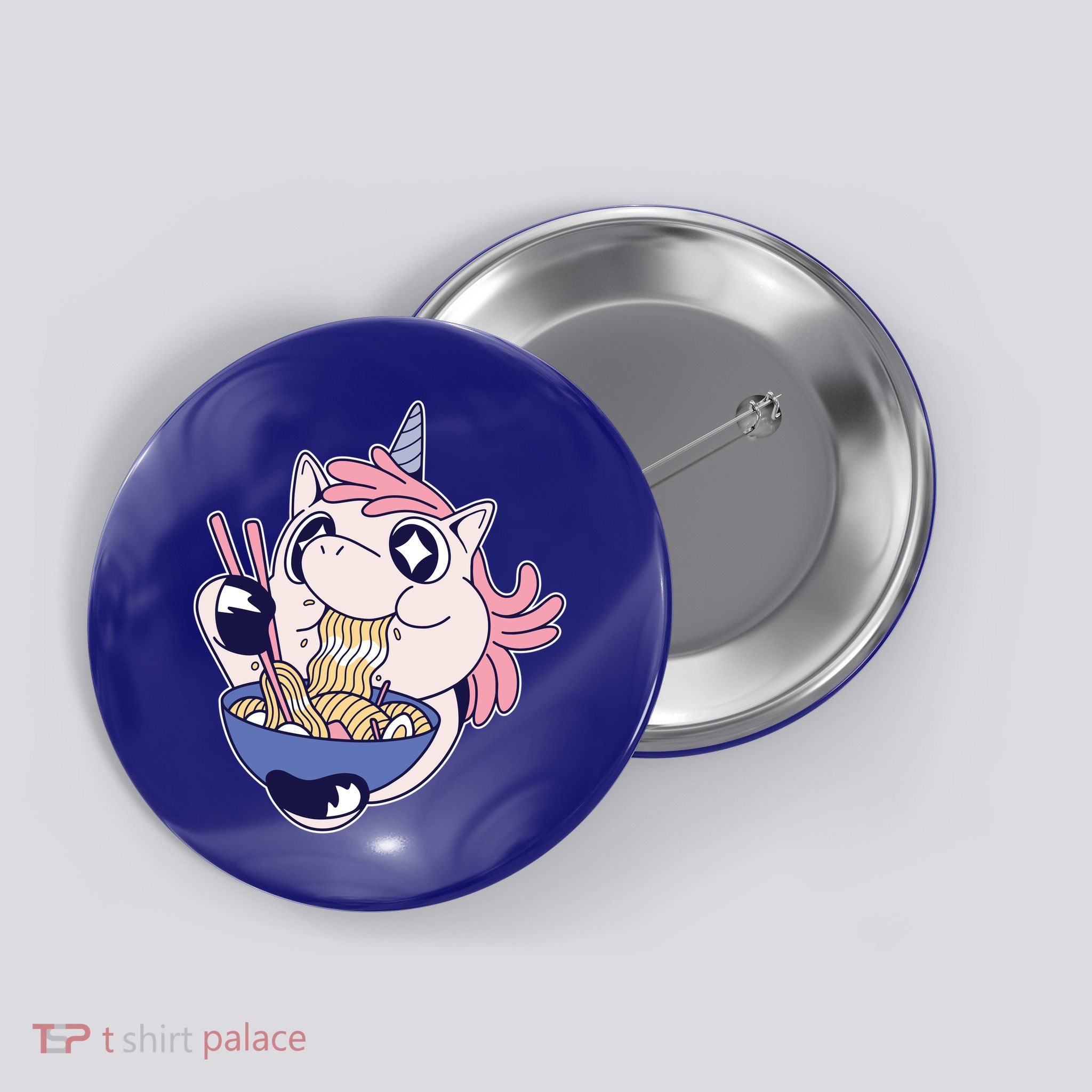 Unicorn Eating Ramen Noodles Button