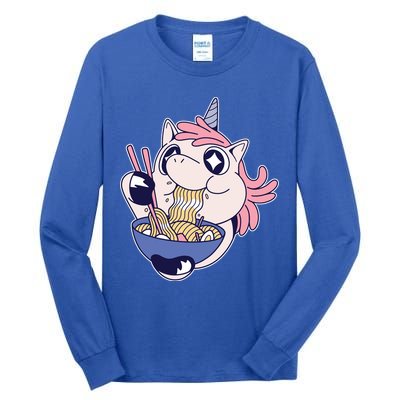 Unicorn Eating Ramen Noodles Tall Long Sleeve T-Shirt