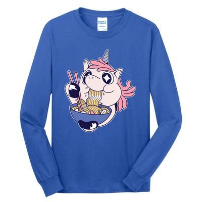 Unicorn Eating Ramen Noodles Tall Long Sleeve T-Shirt