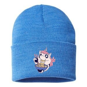 Unicorn Eating Ramen Noodles Sustainable Knit Beanie