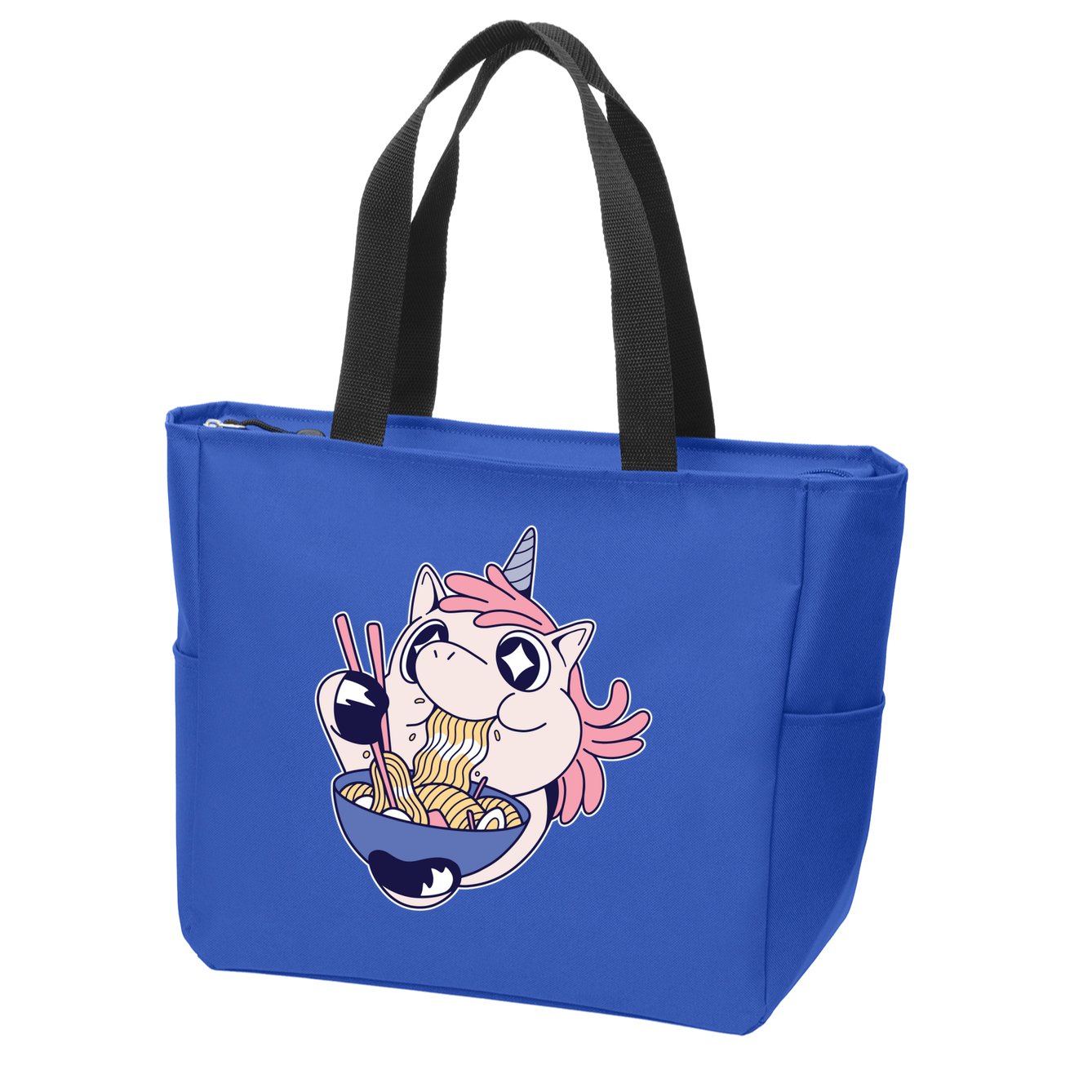 Unicorn Eating Ramen Noodles Zip Tote Bag