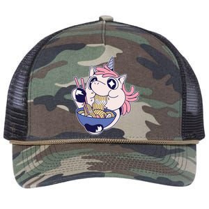 Unicorn Eating Ramen Noodles Retro Rope Trucker Hat Cap