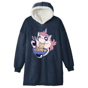 Unicorn Eating Ramen Noodles Hooded Wearable Blanket