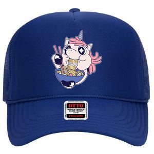 Unicorn Eating Ramen Noodles High Crown Mesh Back Trucker Hat