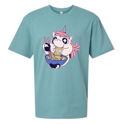 Unicorn Eating Ramen Noodles Sueded Cloud Jersey T-Shirt