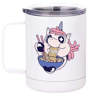 Unicorn Eating Ramen Noodles 12 oz Stainless Steel Tumbler Cup