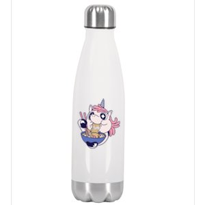 Unicorn Eating Ramen Noodles Stainless Steel Insulated Water Bottle