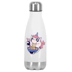 Unicorn Eating Ramen Noodles Stainless Steel Insulated Water Bottle