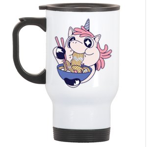 Unicorn Eating Ramen Noodles Stainless Steel Travel Mug