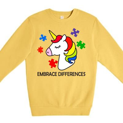 Unicorn Embrace The Differences Autism Premium Crewneck Sweatshirt