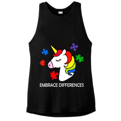 Unicorn Embrace The Differences Autism Ladies PosiCharge Tri-Blend Wicking Tank