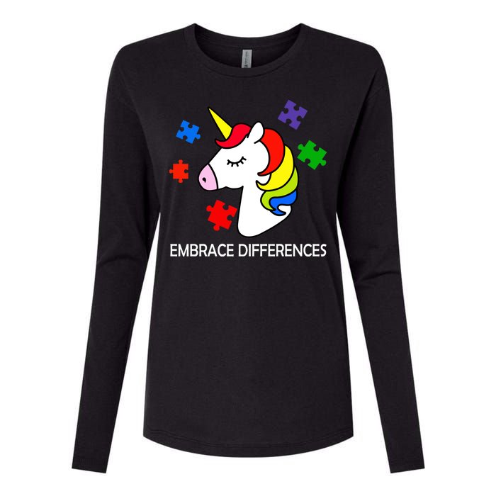 Unicorn Embrace The Differences Autism Womens Cotton Relaxed Long Sleeve T-Shirt