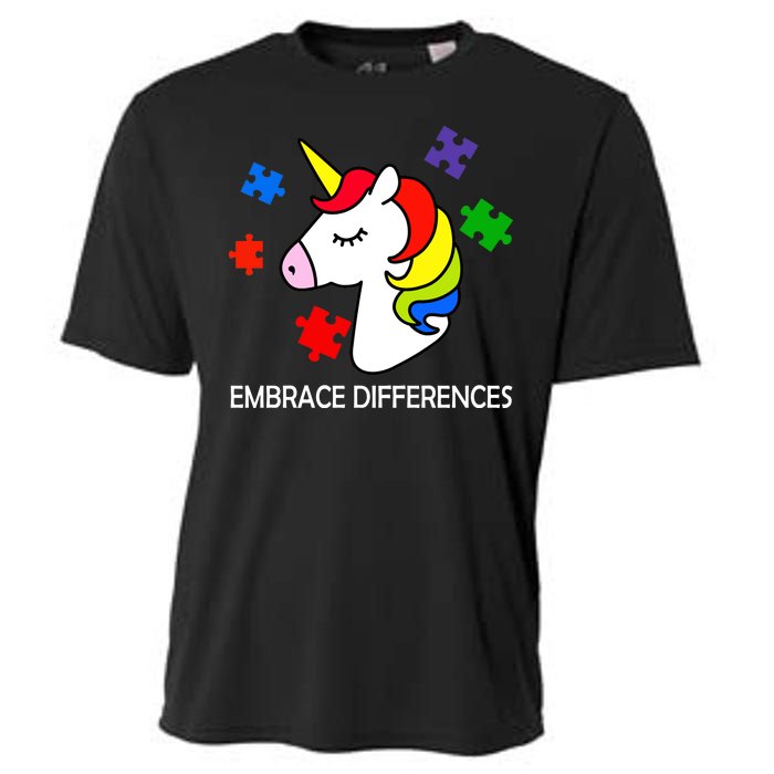 Unicorn Embrace The Differences Autism Cooling Performance Crew T-Shirt