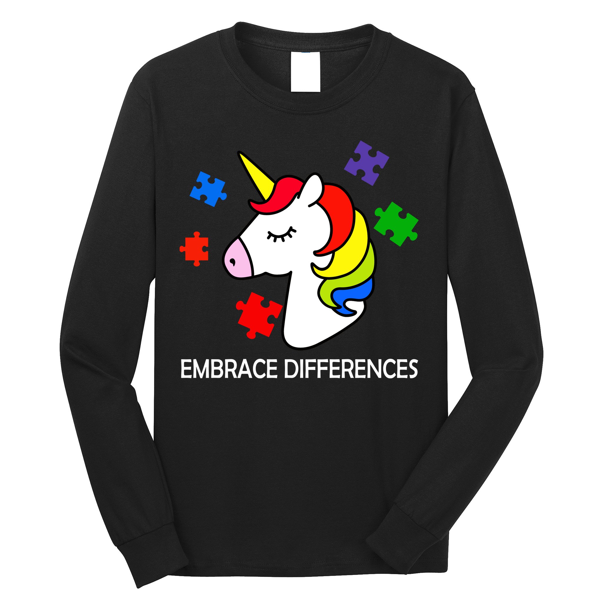 Unicorn Embrace The Differences Autism Long Sleeve Shirt
