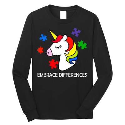 Unicorn Embrace The Differences Autism Long Sleeve Shirt