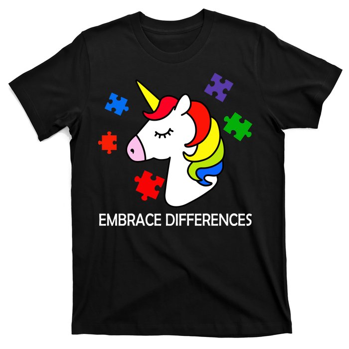 Unicorn Embrace The Differences Autism T-Shirt