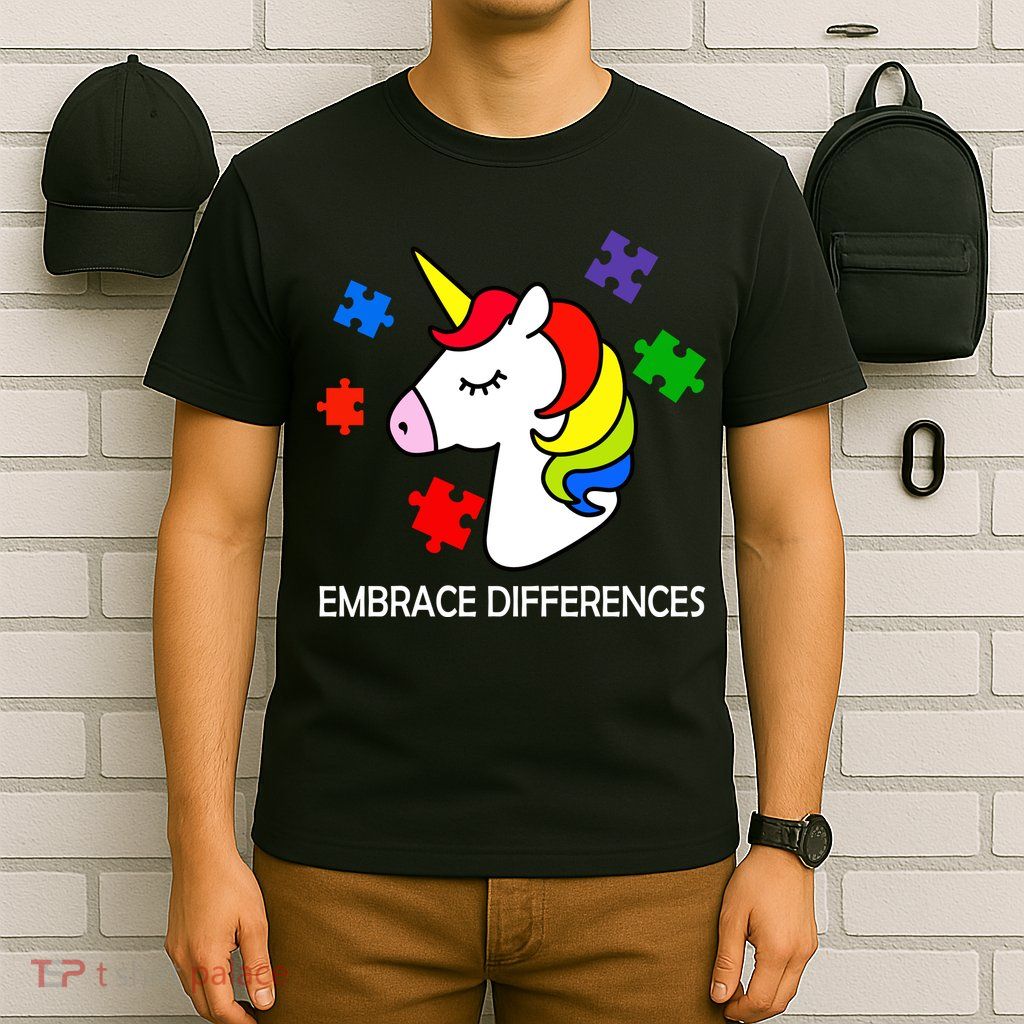 Unicorn Embrace The Differences Autism T-Shirt