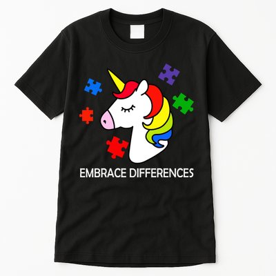 Unicorn Embrace The Differences Autism Tall T-Shirt