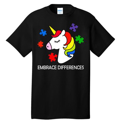 Unicorn Embrace The Differences Autism Tall T-Shirt