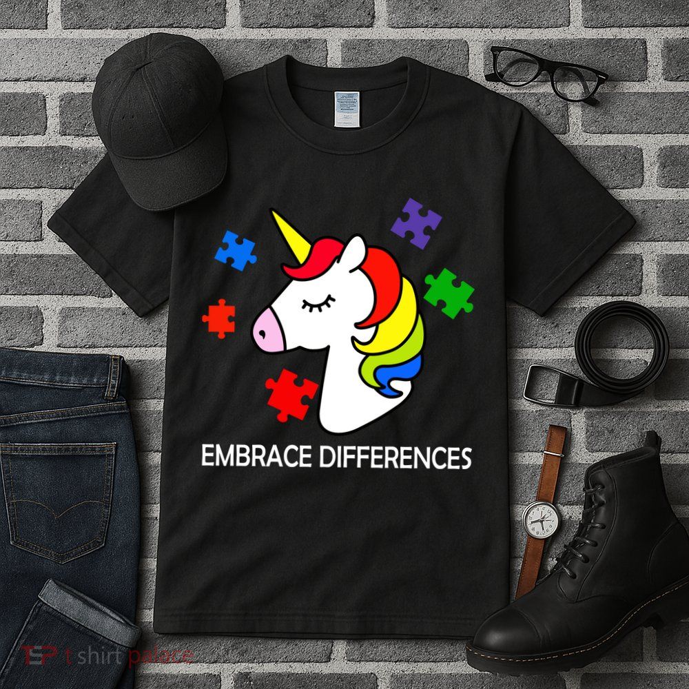Unicorn Embrace The Differences Autism Tall T-Shirt