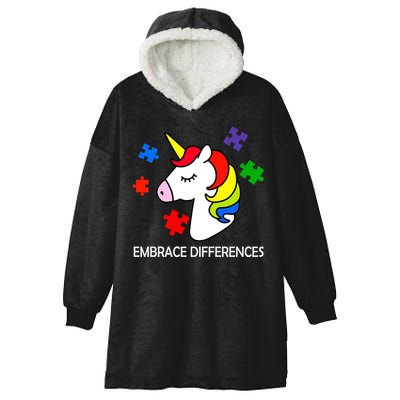 Unicorn Embrace The Differences Autism Hooded Wearable Blanket