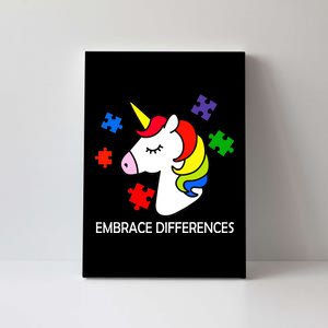 Unicorn Embrace The Differences Autism Canvas