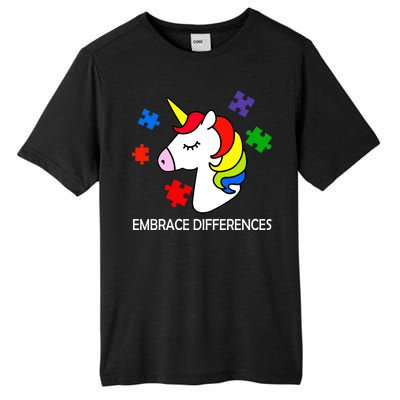 Unicorn Embrace The Differences Autism Tall Fusion ChromaSoft Performance T-Shirt