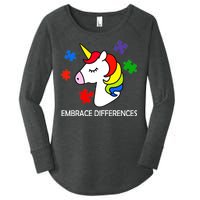 Unicorn Embrace The Differences Autism Women's Perfect Tri Tunic Long Sleeve Shirt