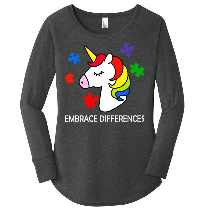 Unicorn Embrace The Differences Autism Women's Perfect Tri Tunic Long Sleeve Shirt