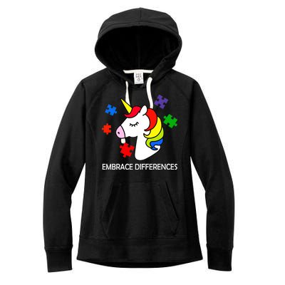 Unicorn Embrace The Differences Autism Women's Fleece Hoodie