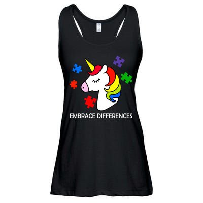 Unicorn Embrace The Differences Autism Ladies Essential Flowy Tank