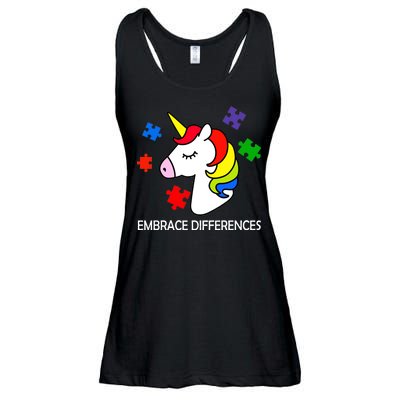 Unicorn Embrace The Differences Autism Ladies Essential Flowy Tank