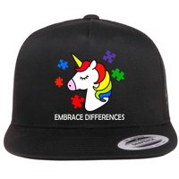 Unicorn Embrace The Differences Autism Flatbill Hat