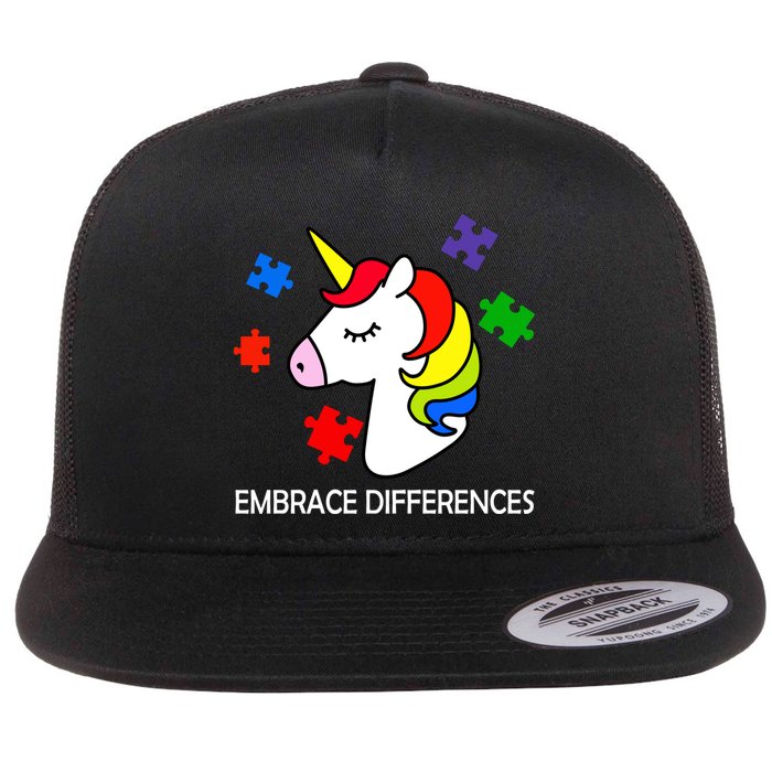 Unicorn Embrace The Differences Autism Flatbill Hat