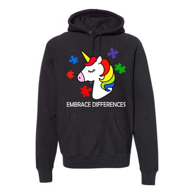 Unicorn Embrace The Differences Autism Premium Hoodie