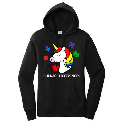 Unicorn Embrace The Differences Autism Women's Pullover Hoodie
