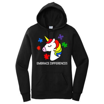 Unicorn Embrace The Differences Autism Women's Pullover Hoodie