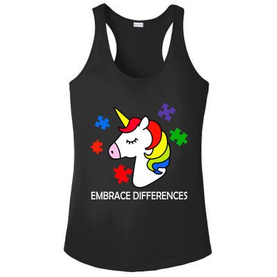 Unicorn Embrace The Differences Autism Ladies PosiCharge Competitor Racerback Tank