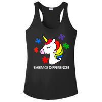 Unicorn Embrace The Differences Autism Ladies PosiCharge Competitor Racerback Tank