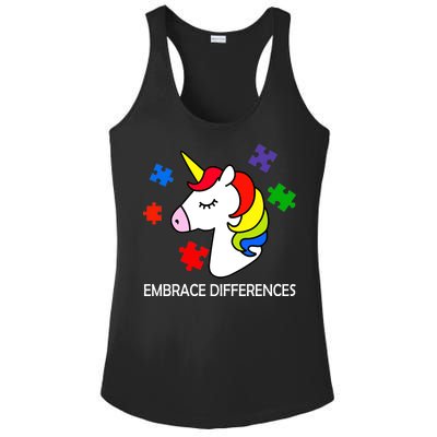 Unicorn Embrace The Differences Autism Ladies PosiCharge Competitor Racerback Tank