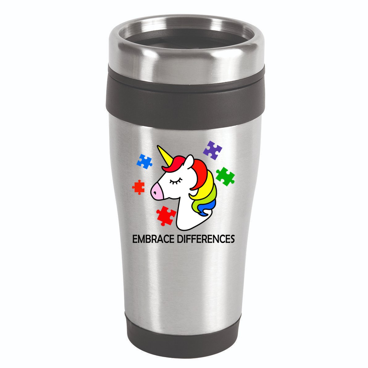 Unicorn Embrace The Differences Autism 16oz Travel Tumbler