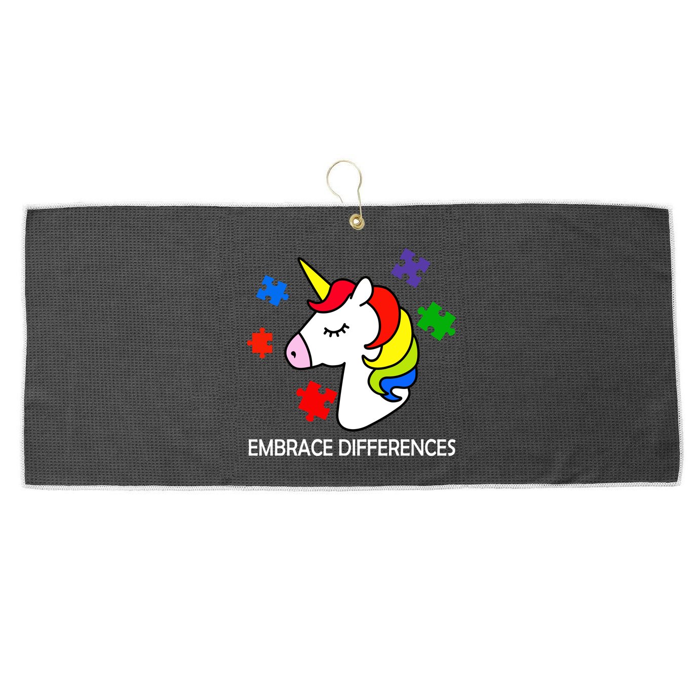 Unicorn Embrace The Differences Autism Large Microfiber Waffle Golf Towel