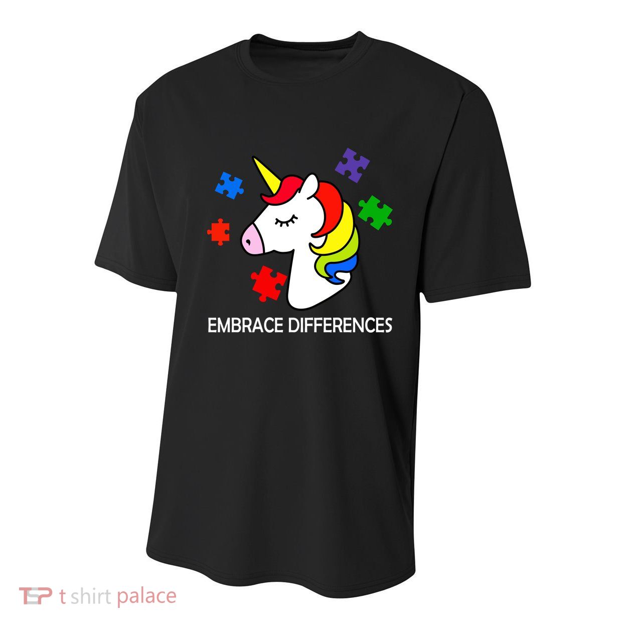 Unicorn Embrace The Differences Autism Youth Performance Sprint T-Shirt