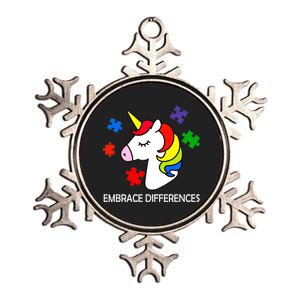 Unicorn Embrace The Differences Autism Metallic Star Ornament